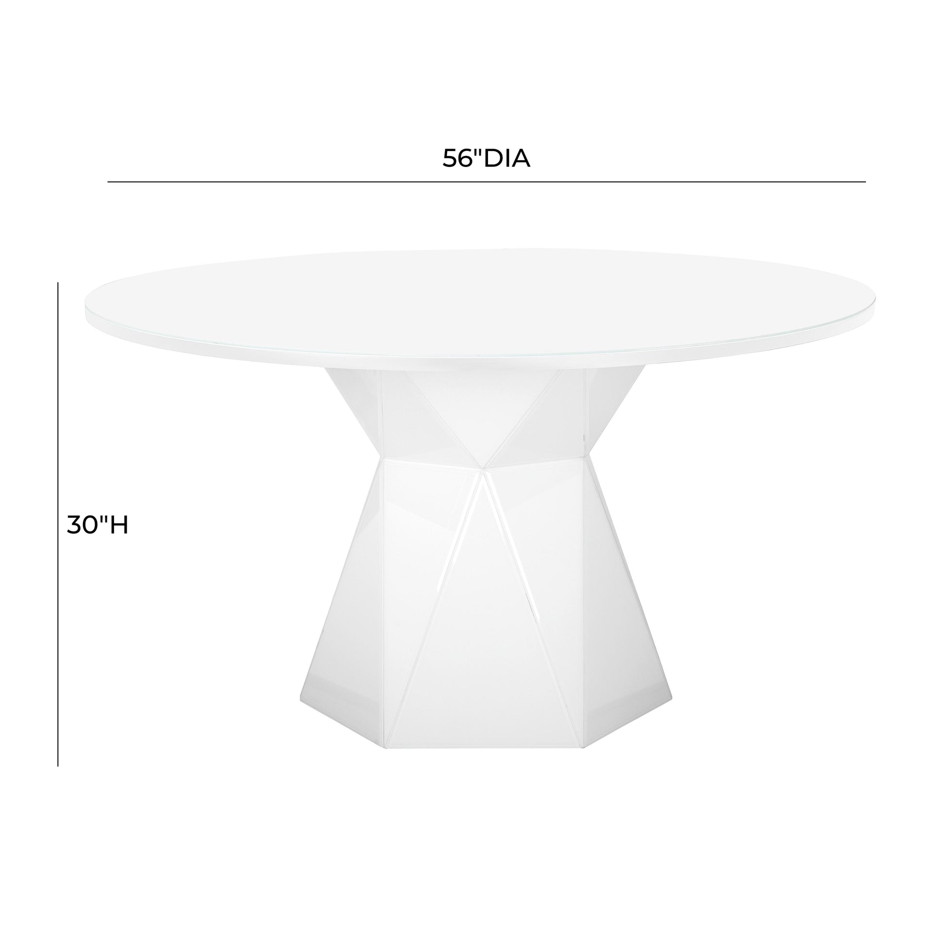 Tov Furniture Iris White Glass Dining Table
