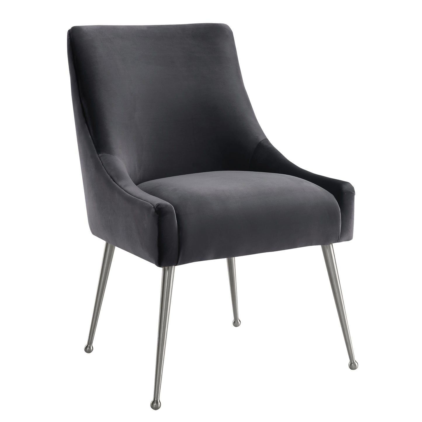Tov Furniture Beatrix Grey Velvet Side Chair with Silver Leg