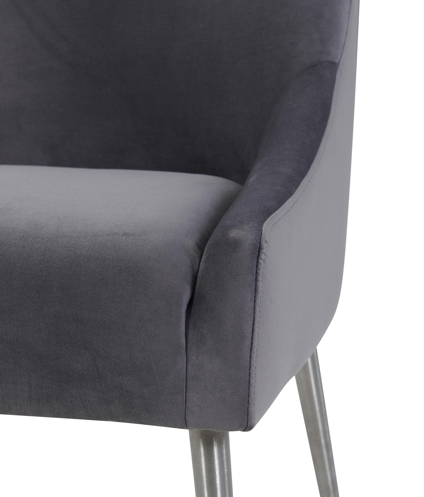 Tov Furniture Beatrix Grey Velvet Side Chair with Silver Leg
