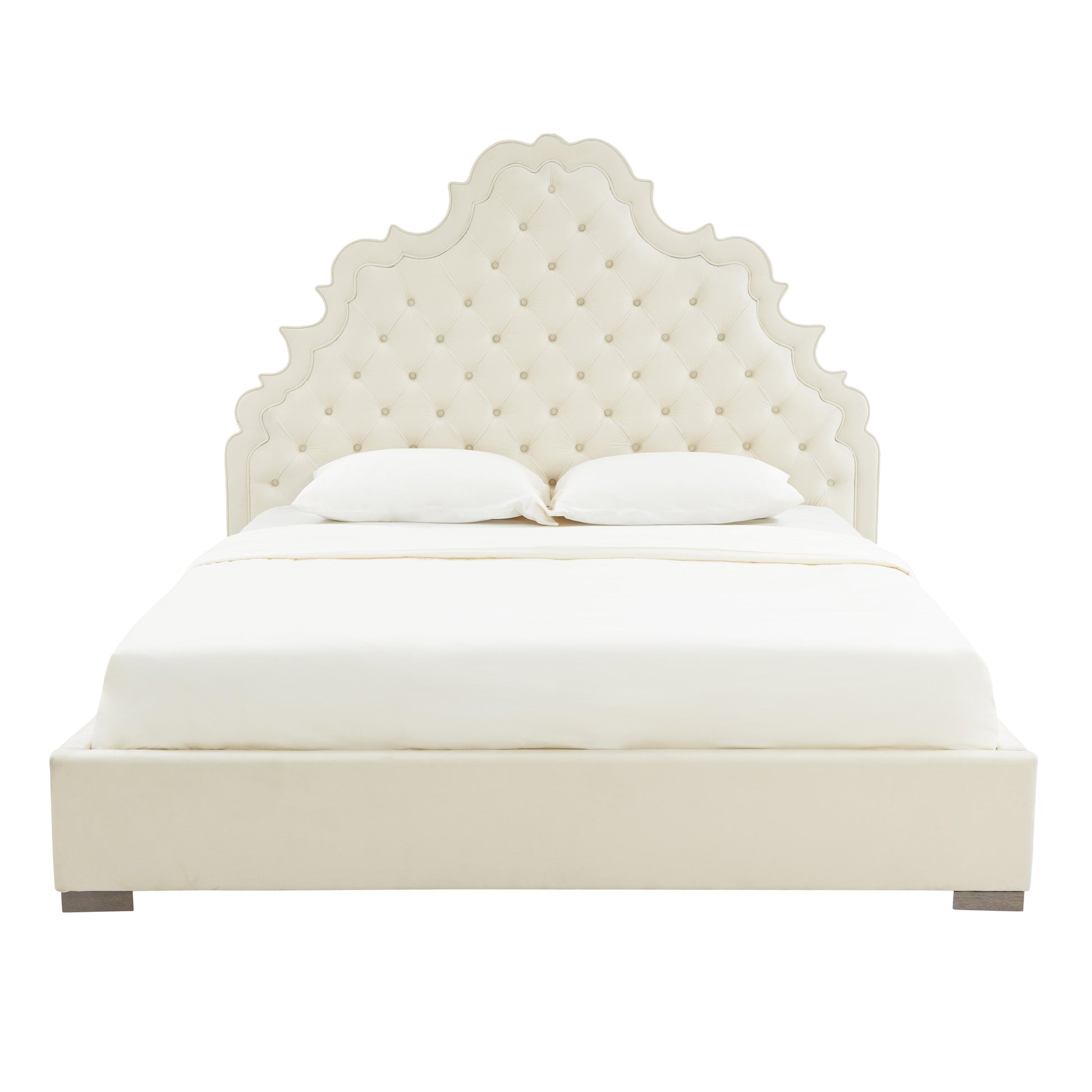 Tov Furniture Carolina Cream Velvet Bed Queen