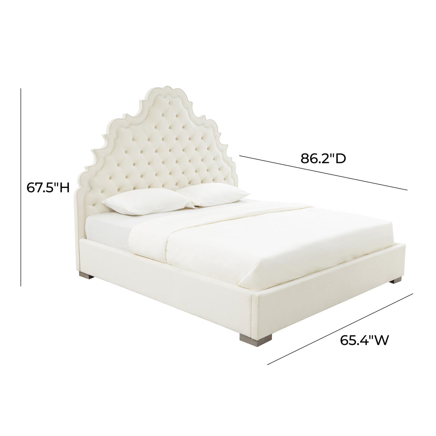 Tov Furniture Carolina Cream Velvet Bed Queen
