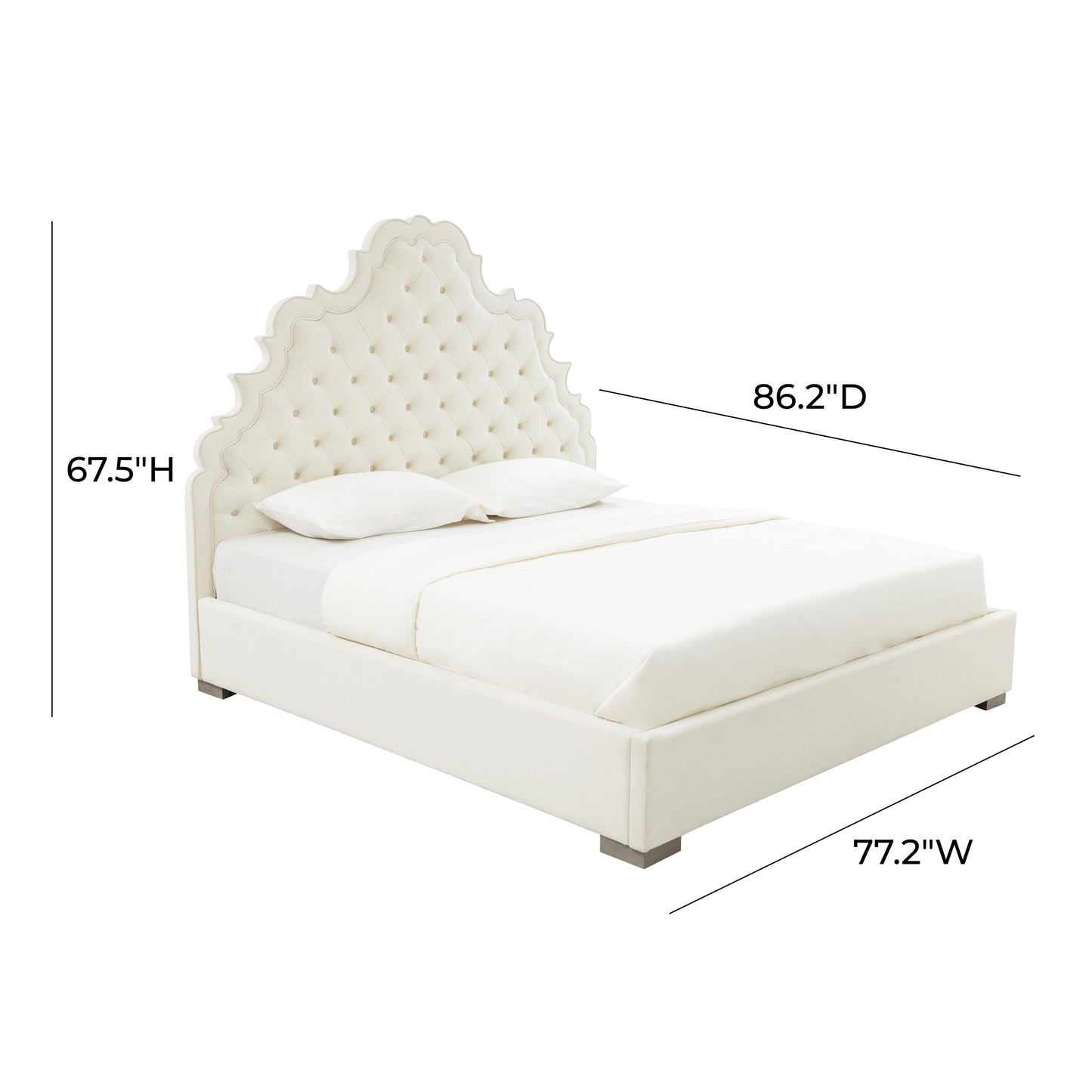 Tov Furniture Carolina Cream Velvet Bed King