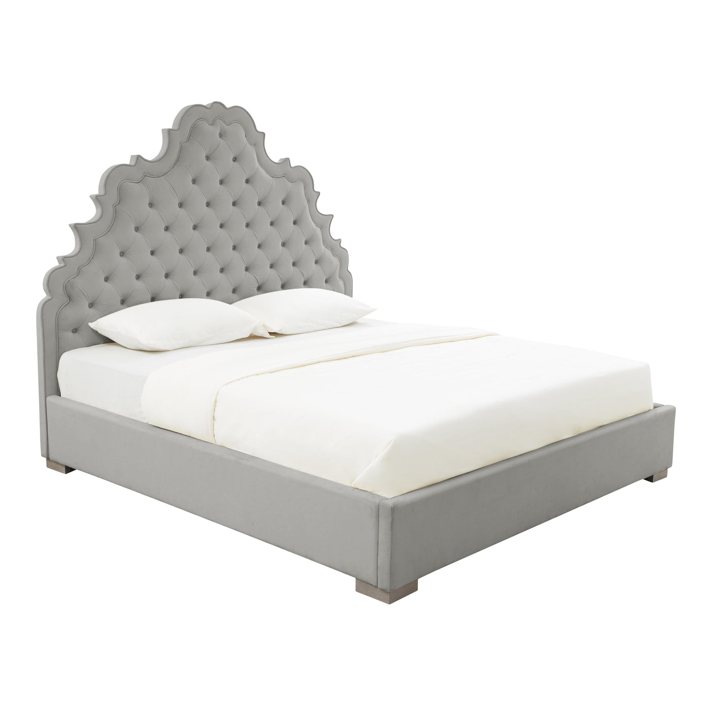 Tov Furniture Carolina Grey Velvet Queen Bed