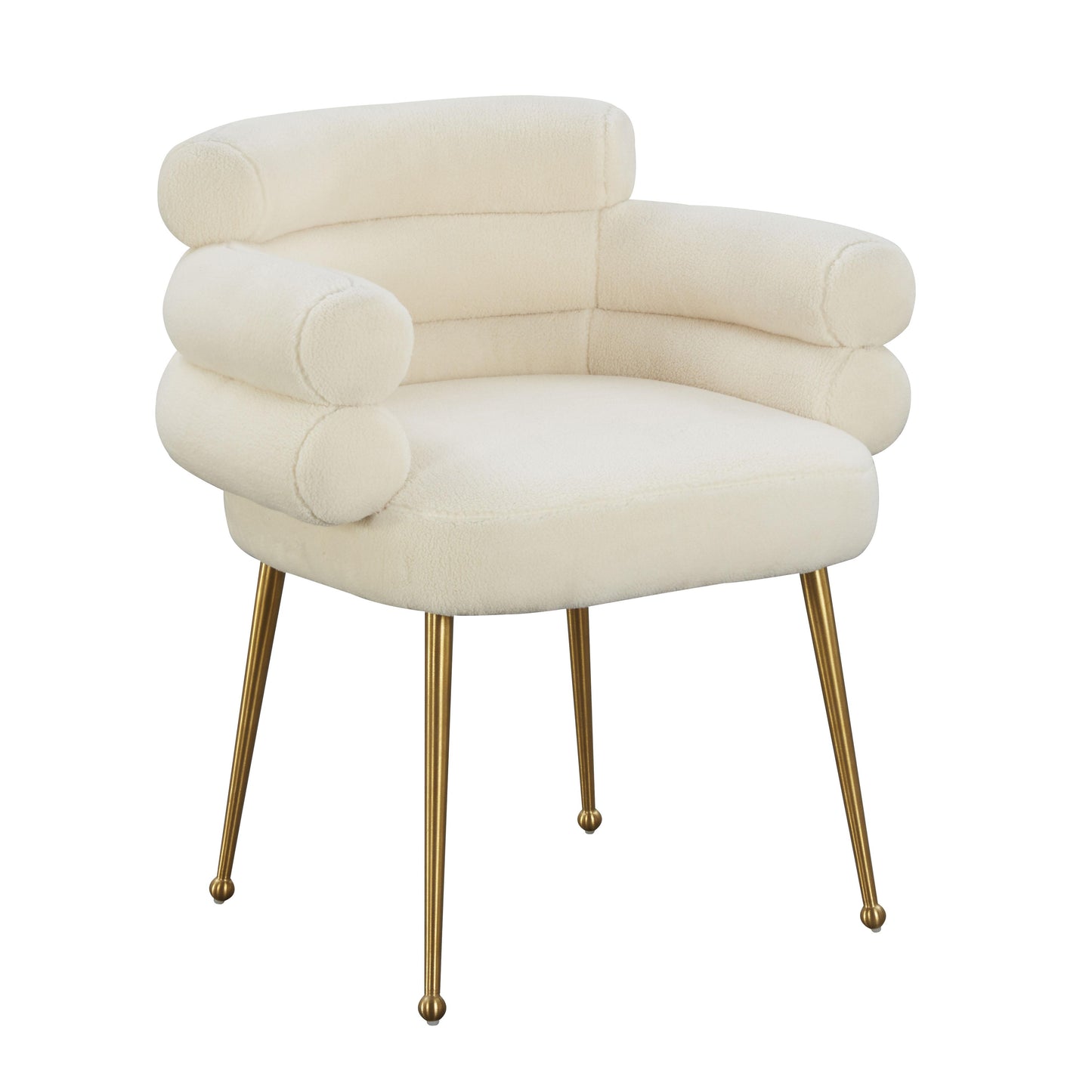 Tov Furniture Dente Cream Faux Sheepskin Dining Chair