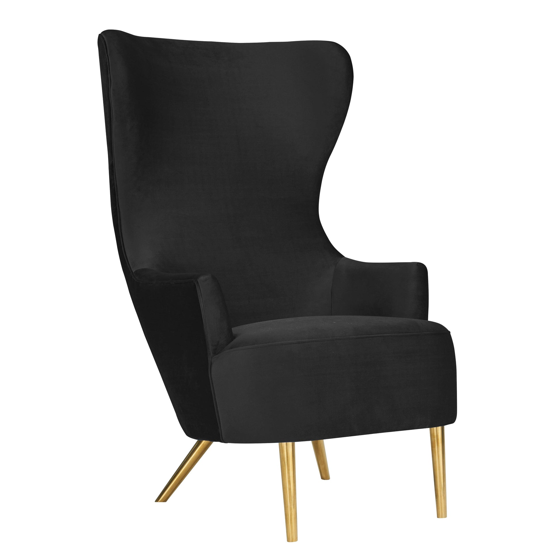 Tov Furniture Julia Black Velvet Wingback Chair
