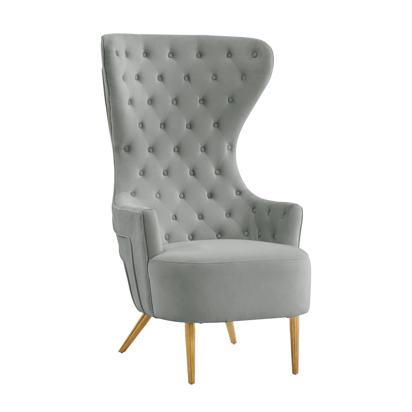 Tov Furniture Jezebel Grey Velvet Wingback Chair