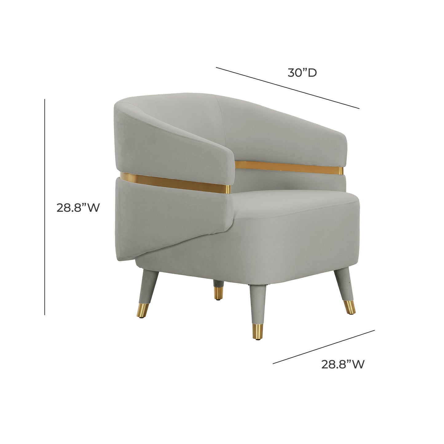Tov Furniture Ayla Grey Velvet Accent Chair