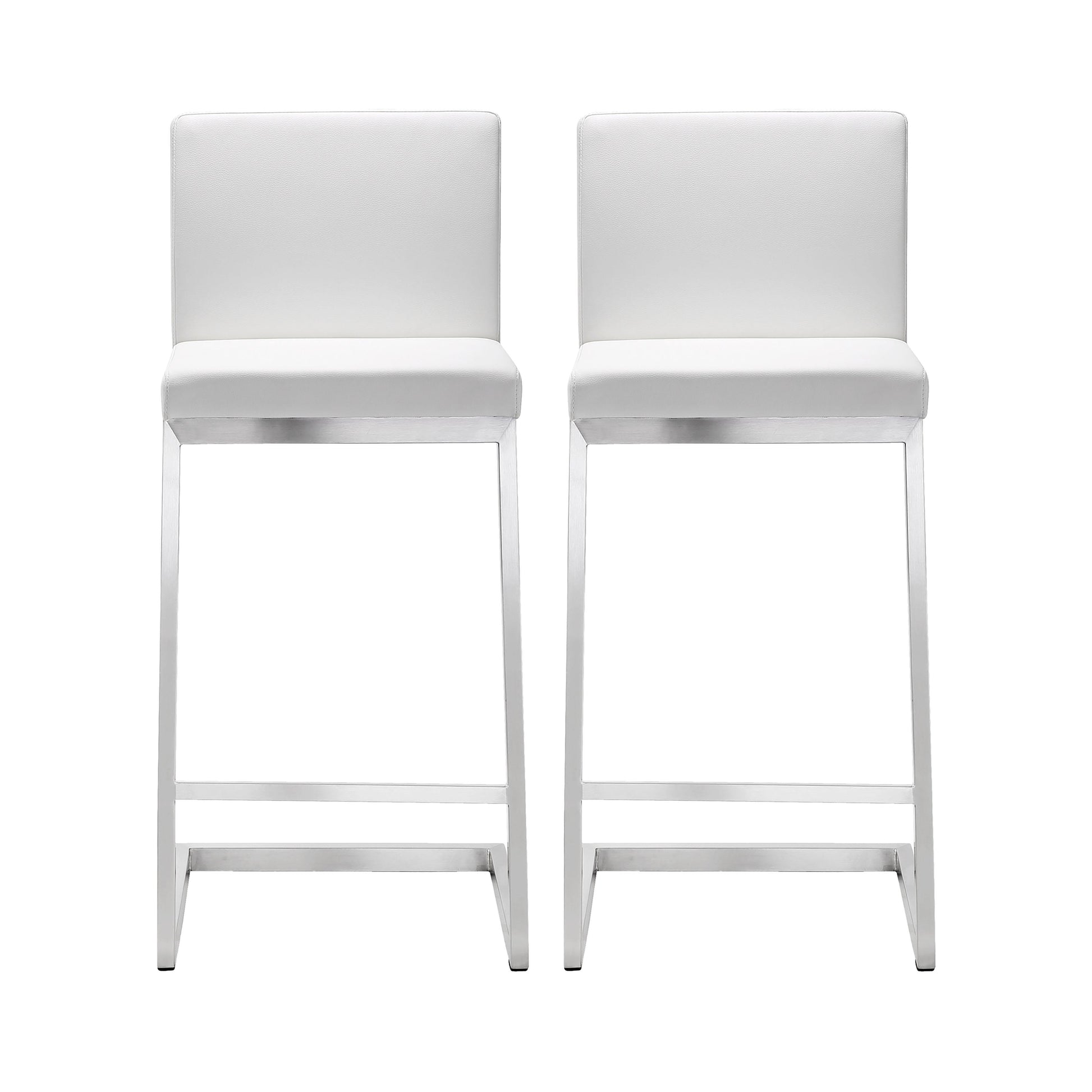 Tov Furniture Parma White Stainless Steel Counter Stool Set of 2