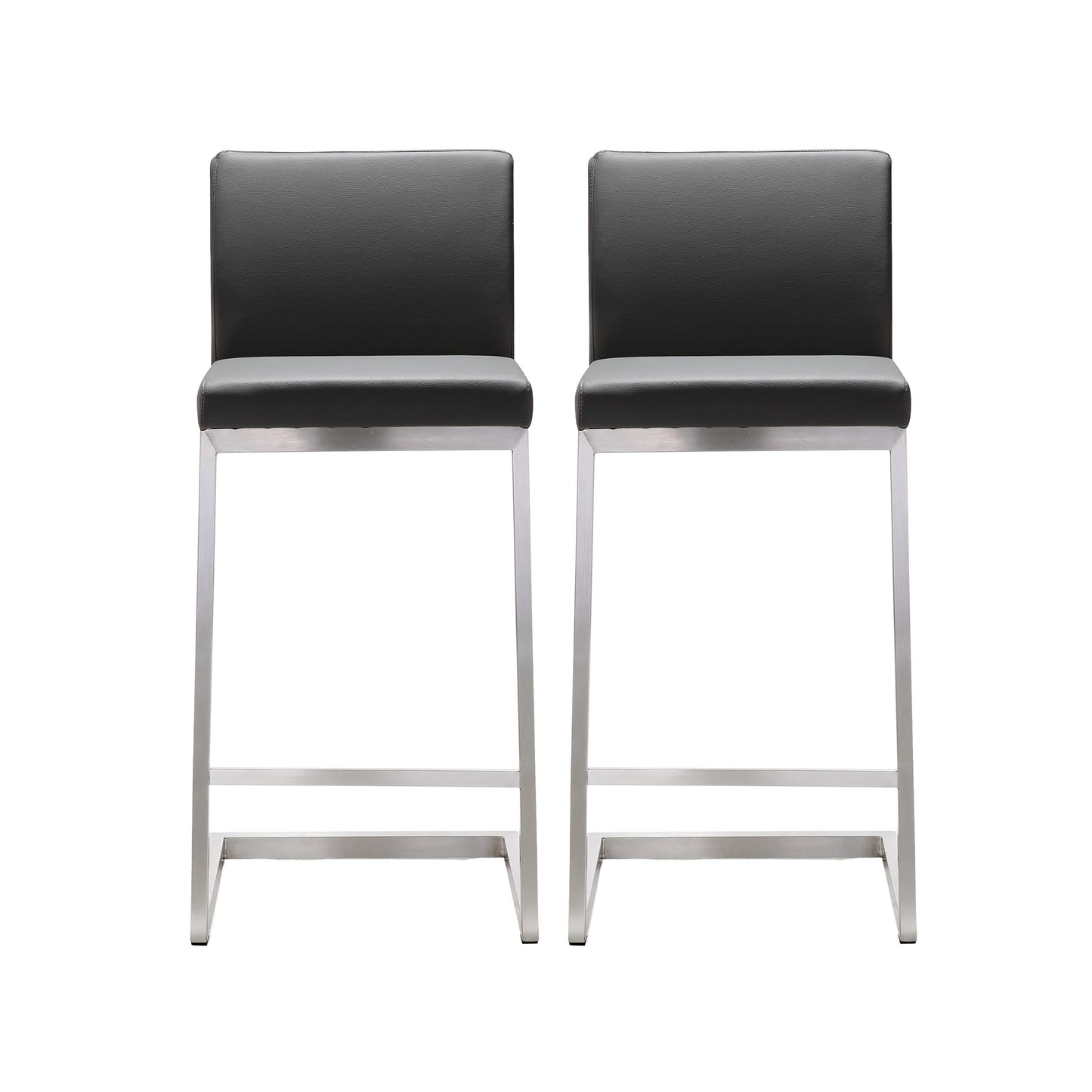Tov Furniture Parma Grey Stainless Steel Counter Stool Set of 2