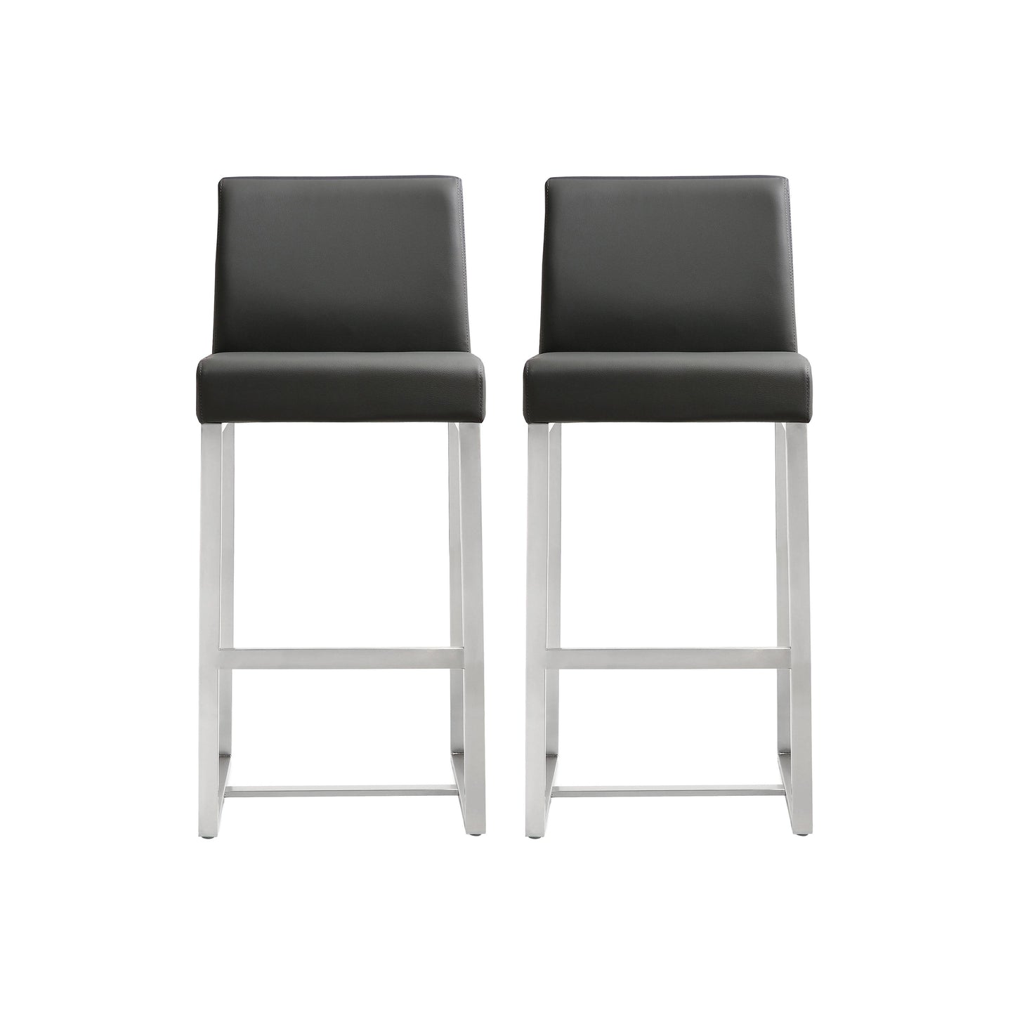 Tov Furniture Denmark Grey Stainless Steel Counter Stool Set of 2