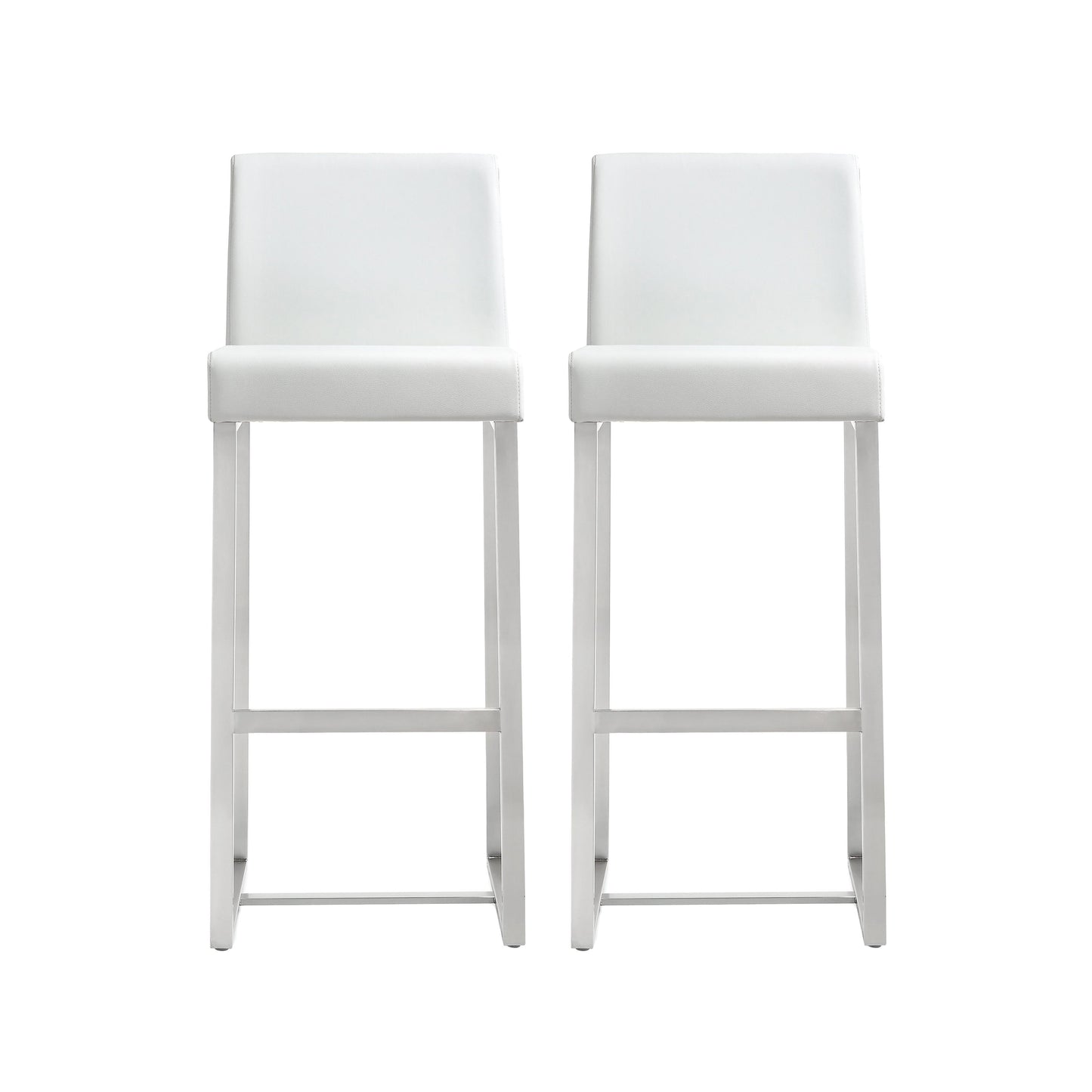 Tov Furniture Denmark White Stainless Steel Barstool Set of 2