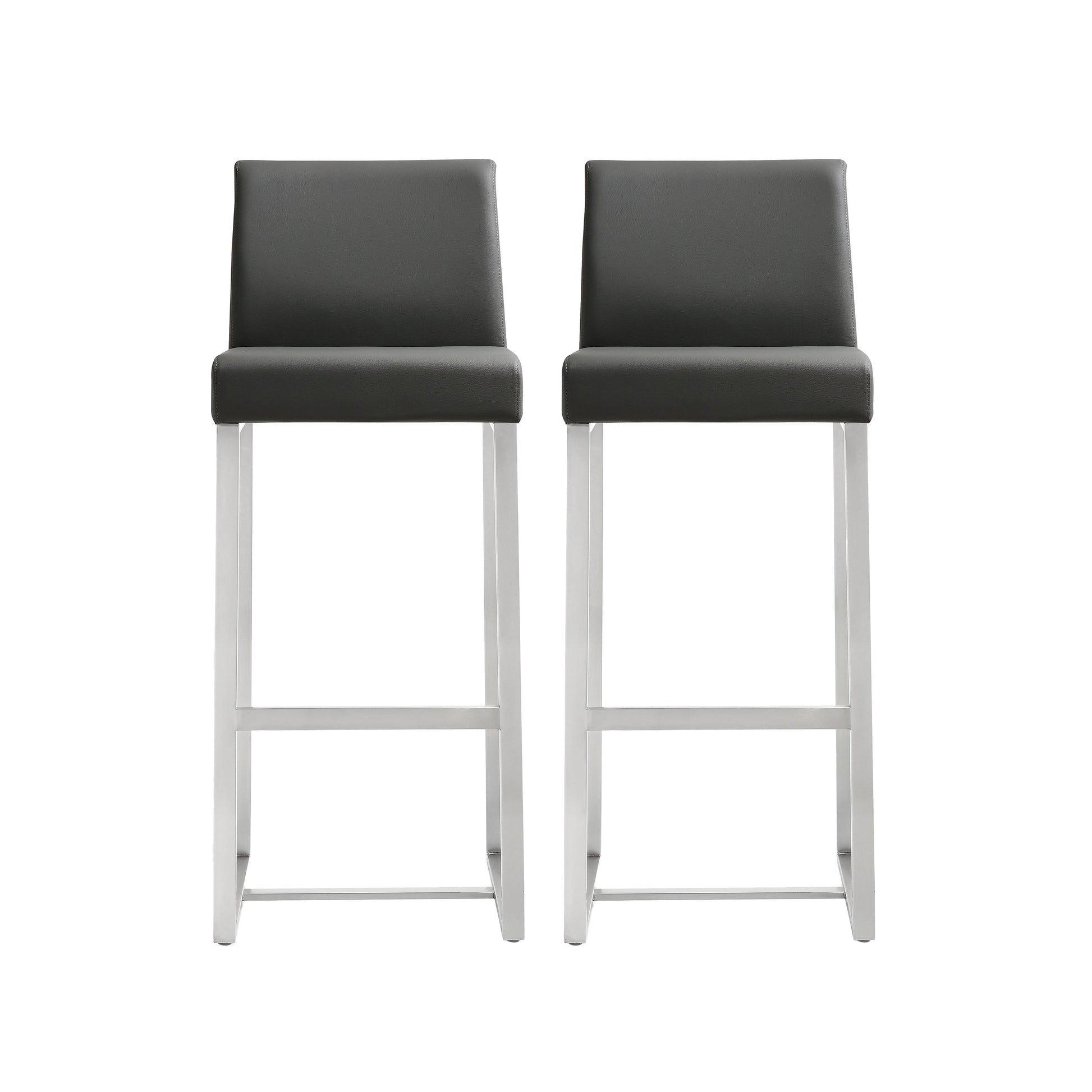 Tov Furniture Denmark Grey Stainless Steel Barstool Set of 2