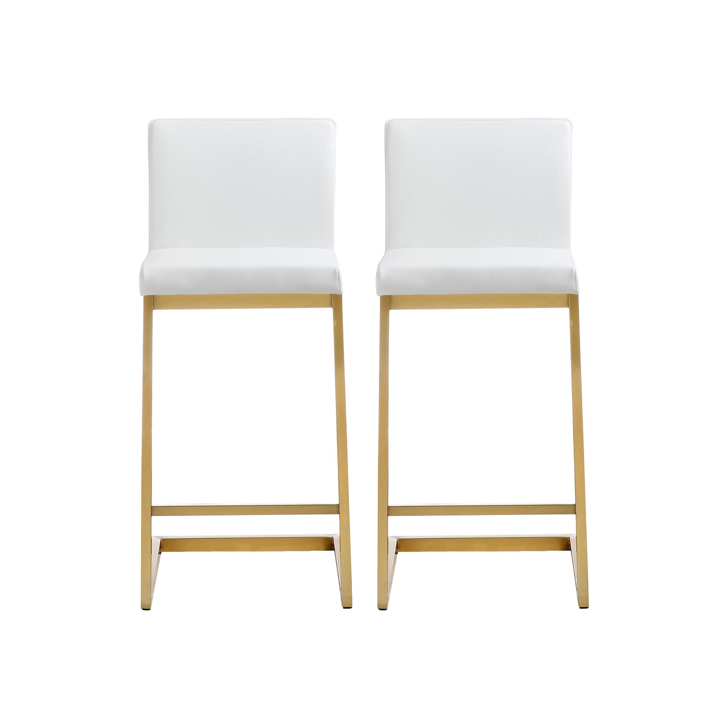 Tov Furniture Parma White Gold Steel Counter Stool Set of 2