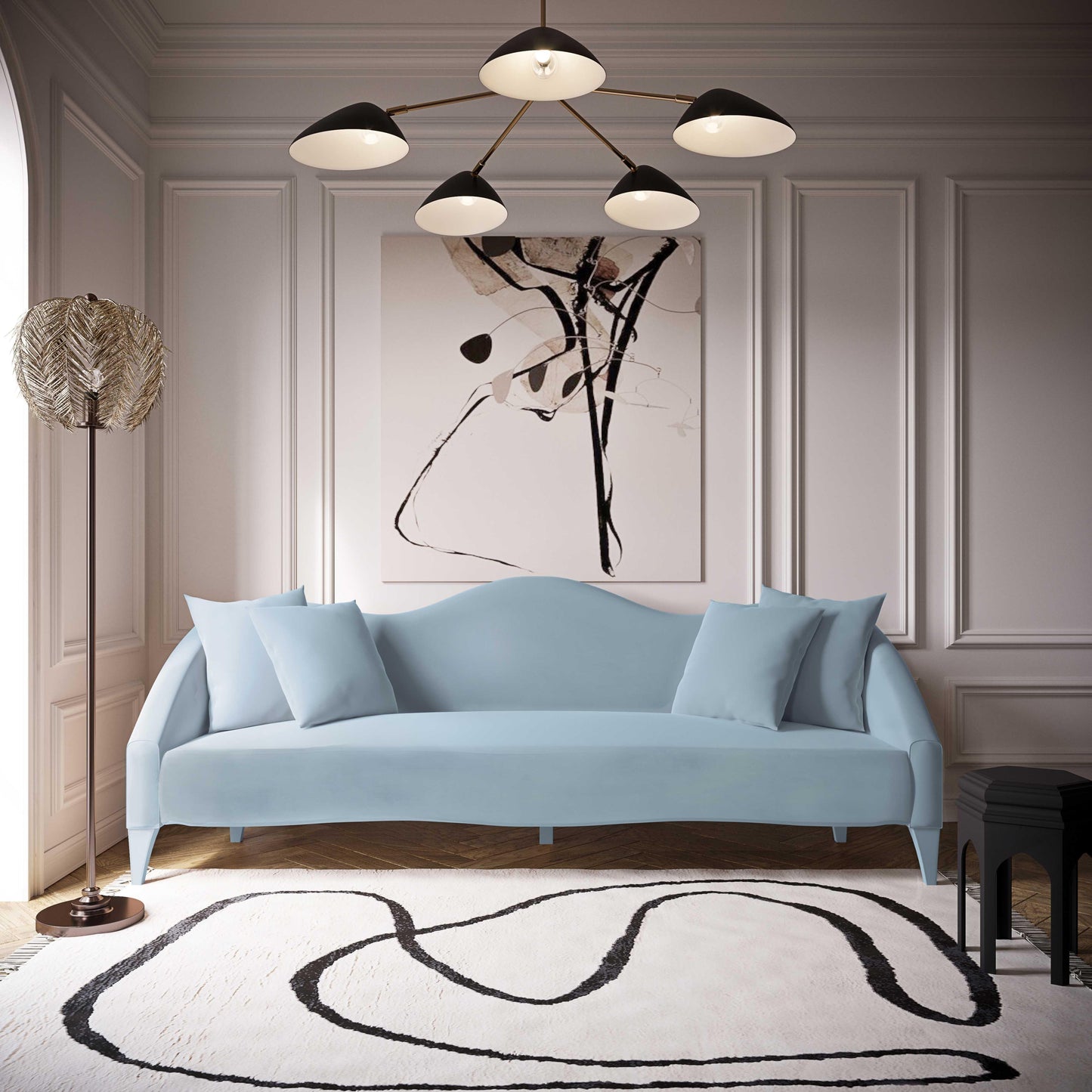Tov Furniture Naya Sea Blue Velvet Sofa