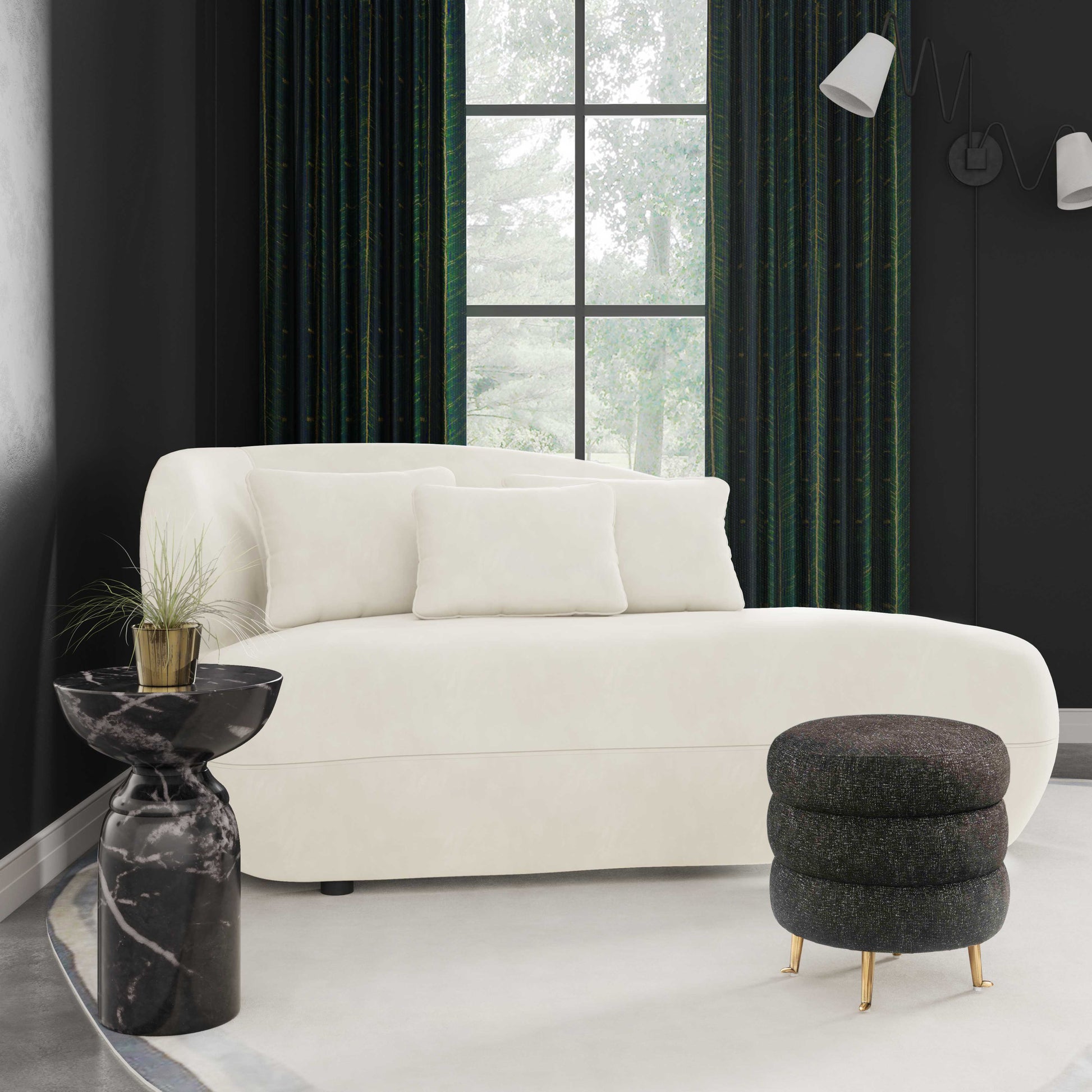 Tov Furniture Galet Cream Velvet Chaise