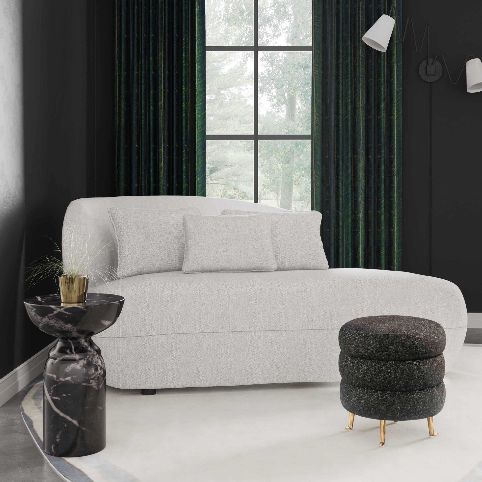Tov Furniture Galet Grey Velvet Chaise