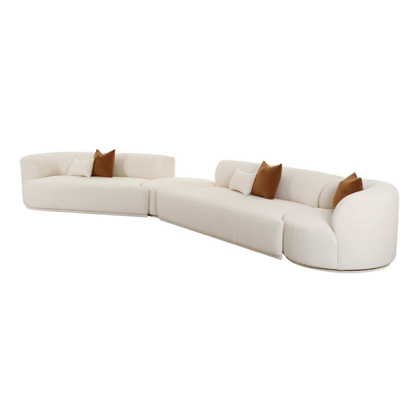 Tov Furniture Fickle Cream Boucle 4-Piece Modular LAF Sectional