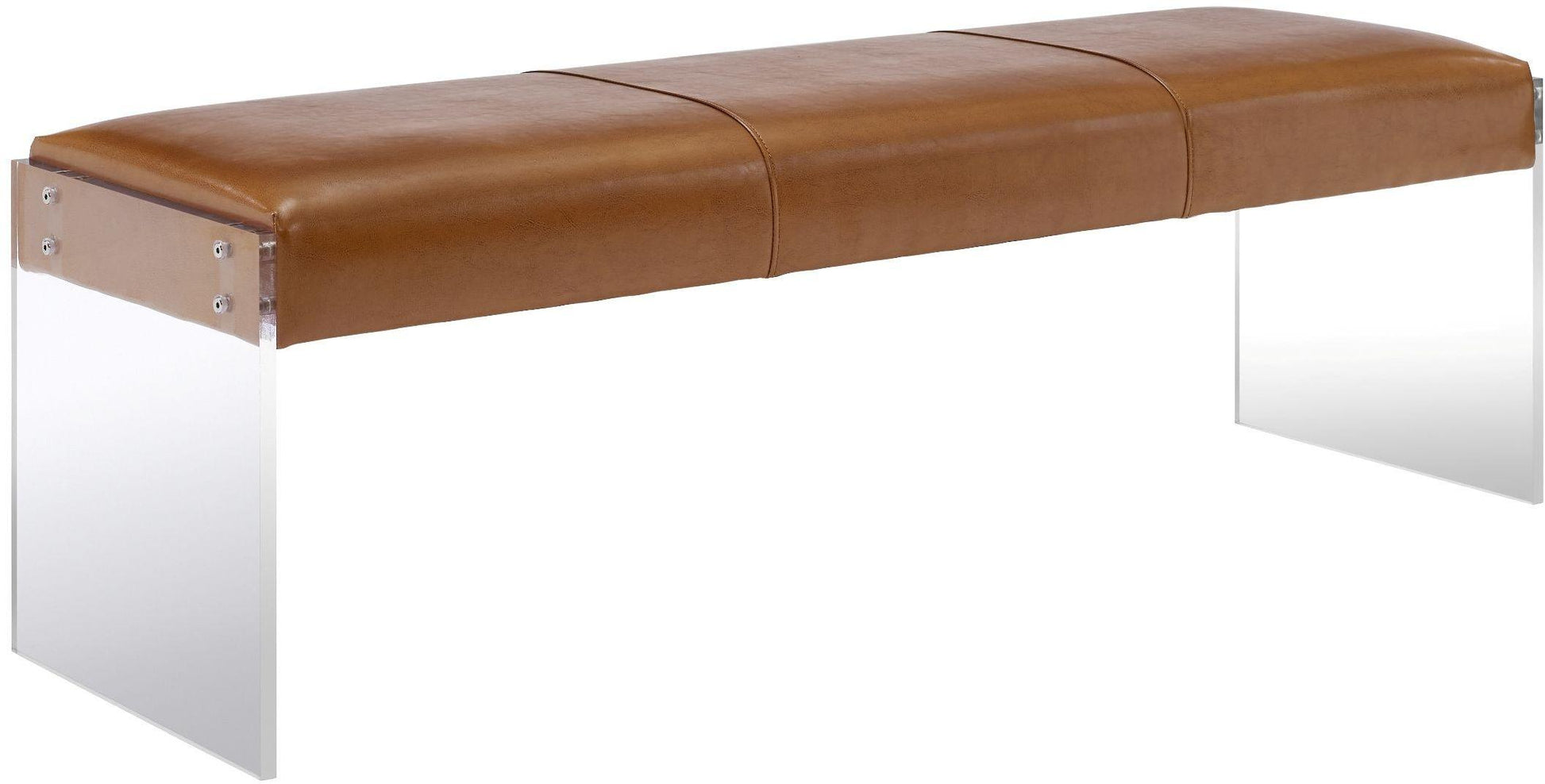Tov Furniture Envy Brown Leather/Acrylic Bench