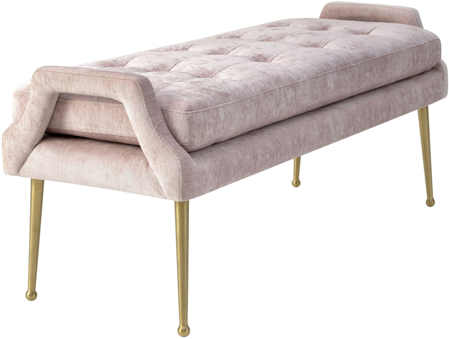 Tov Furniture Eileen Slub Velvet Blush Bench