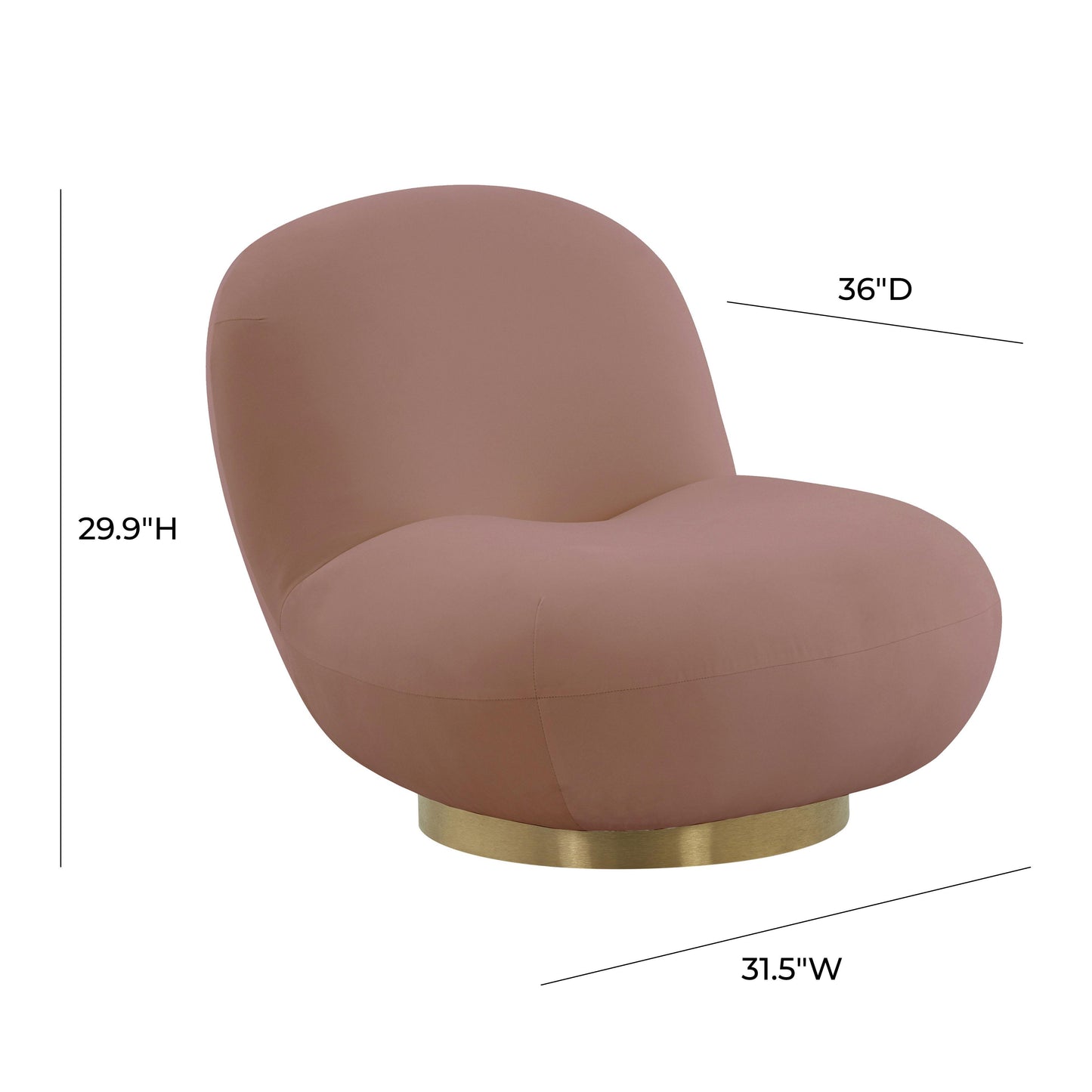 Tov Furniture Emily Mauve Velvet Swivel Chair