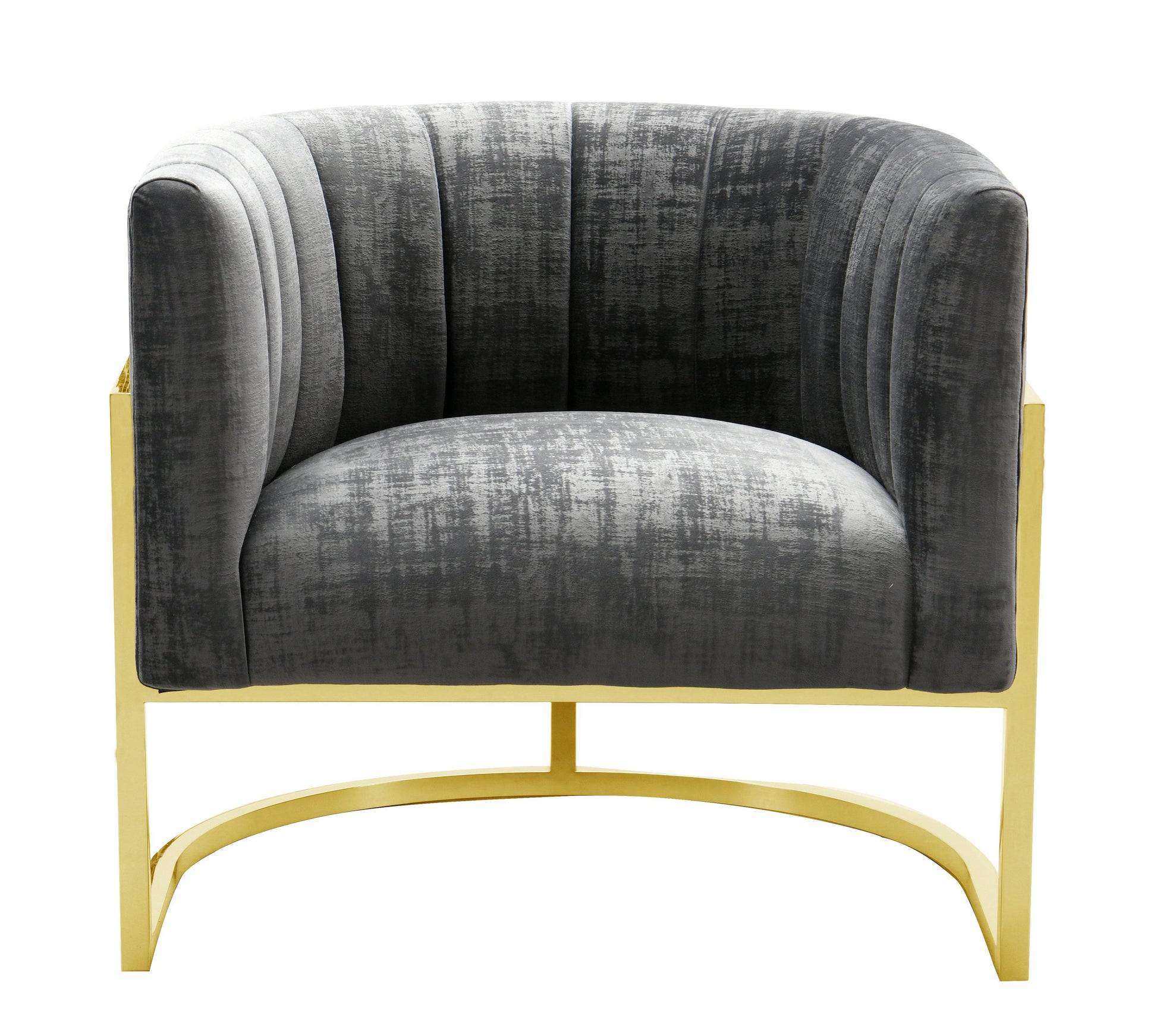 Tov Furniture Magnolia  Slub Grey Chair with Gold Base