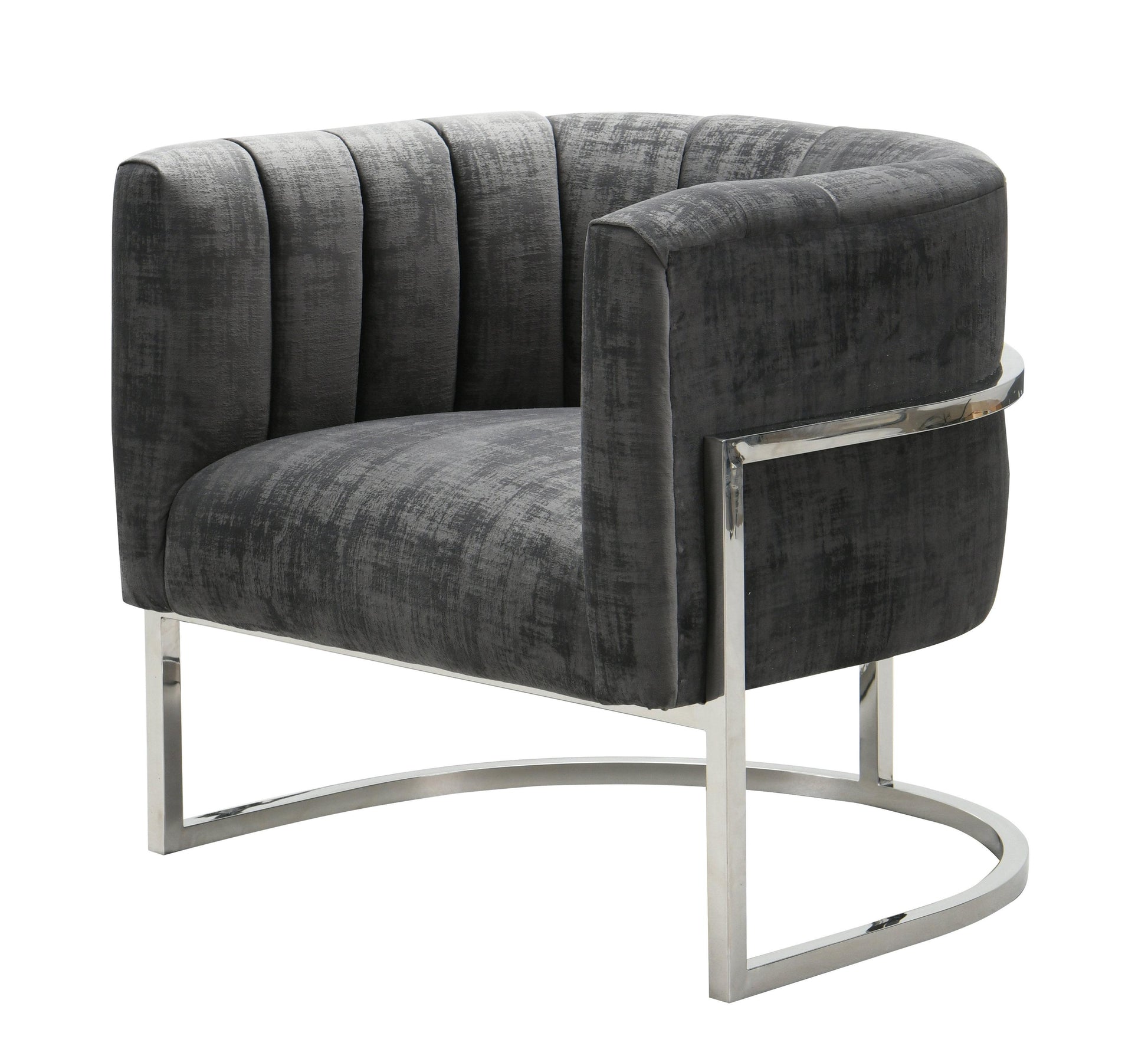 Tov Furniture Magnolia  Slub Grey Chair with Silver Base