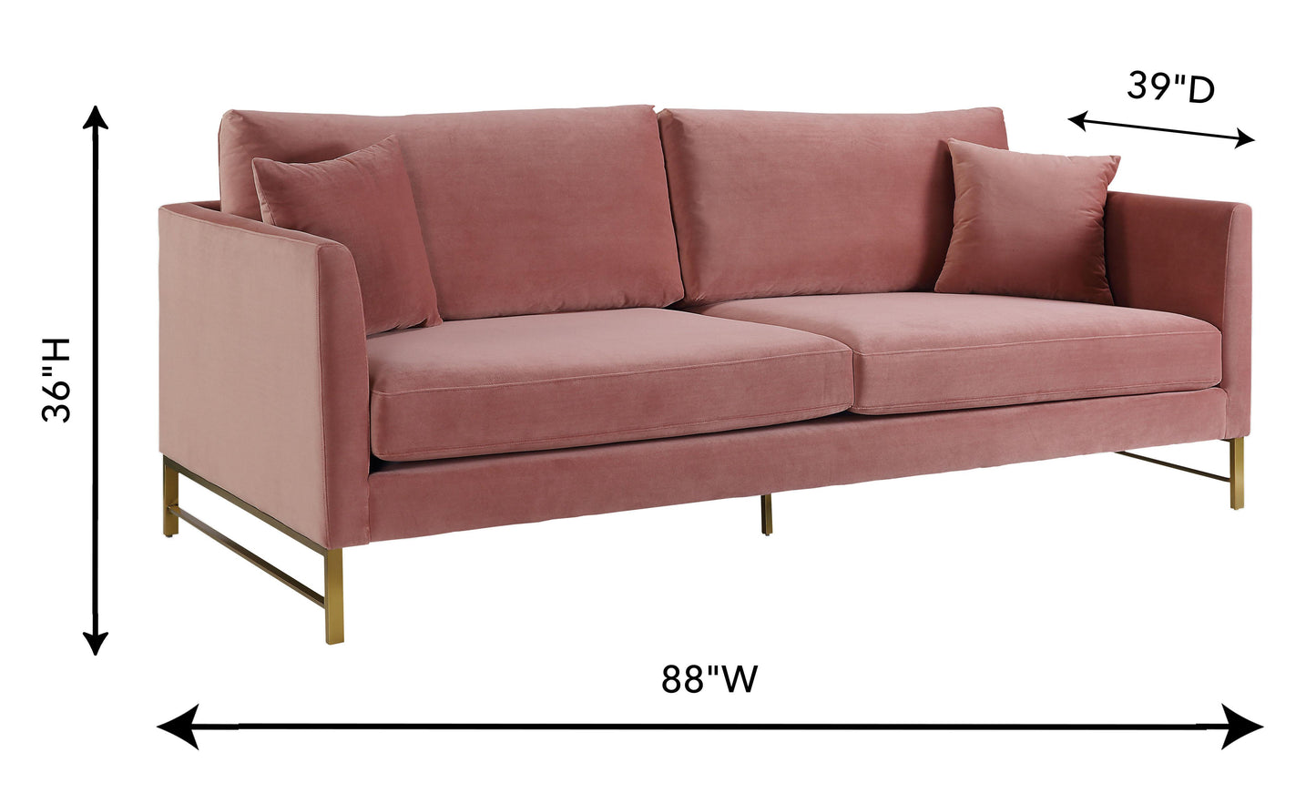 Tov Furniture Massi Rose Velvet Sofa
