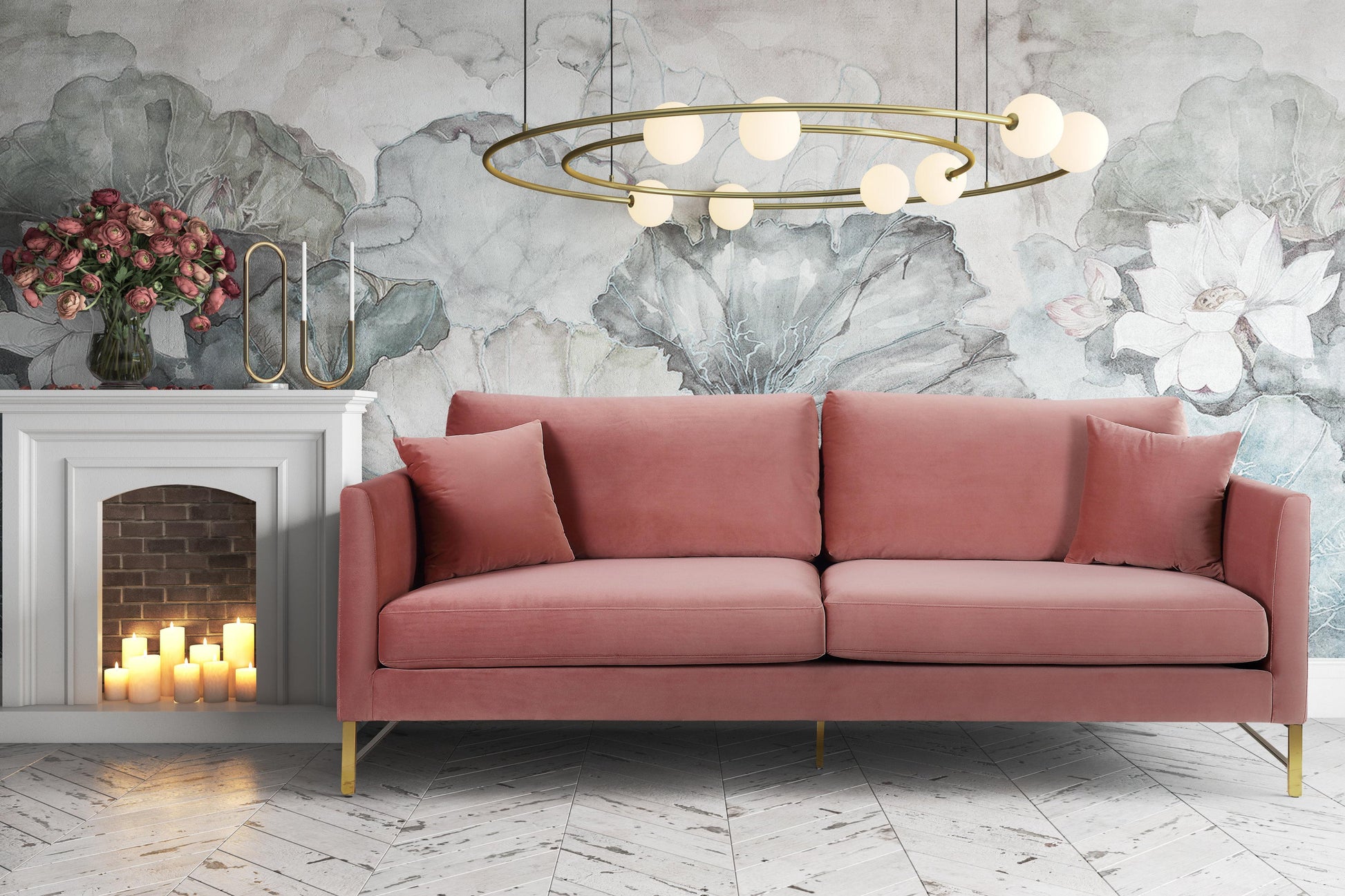 Tov Furniture Massi Rose Velvet Sofa