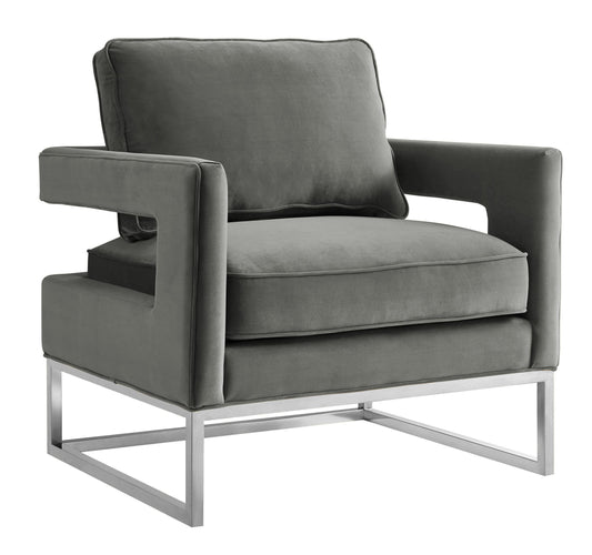 Tov Furniture Avery Grey Velvet Chair Silver Frame