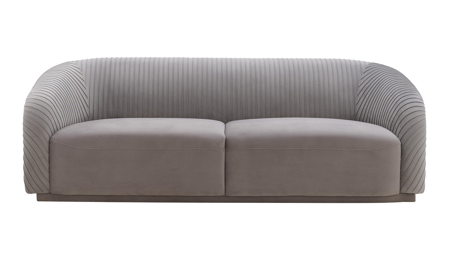 Tov Furniture Yara Pleated Grey Velvet Sofa