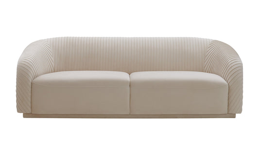 Tov Furniture Yara Pleated Beige Velvet Sofa