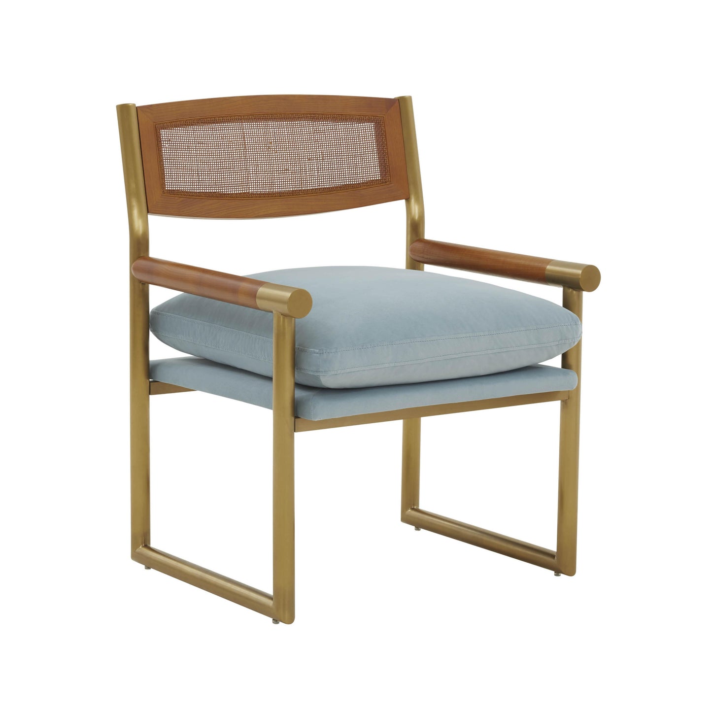 Tov Furniture Harlow Rattan Dusty Blue Velvet Chair