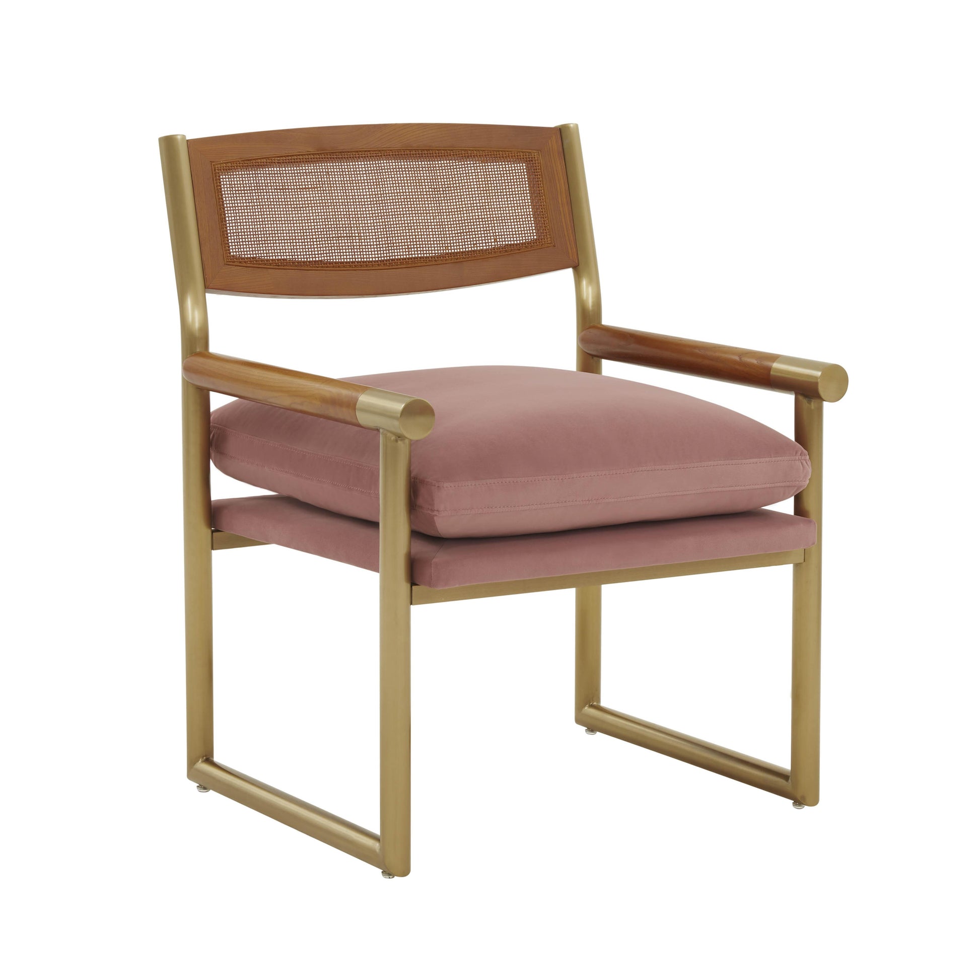 Tov Furniture Harlow Rattan Mauve Velvet Chair