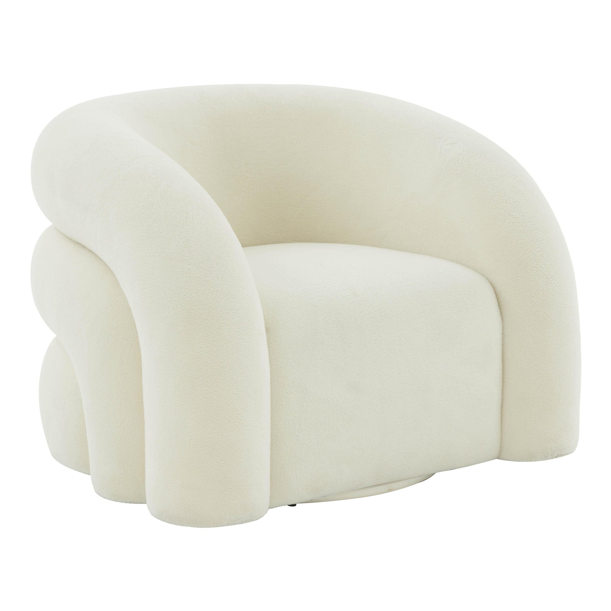 Tov Furniture Slipper Cream Vegan Shearling Swivel Chair