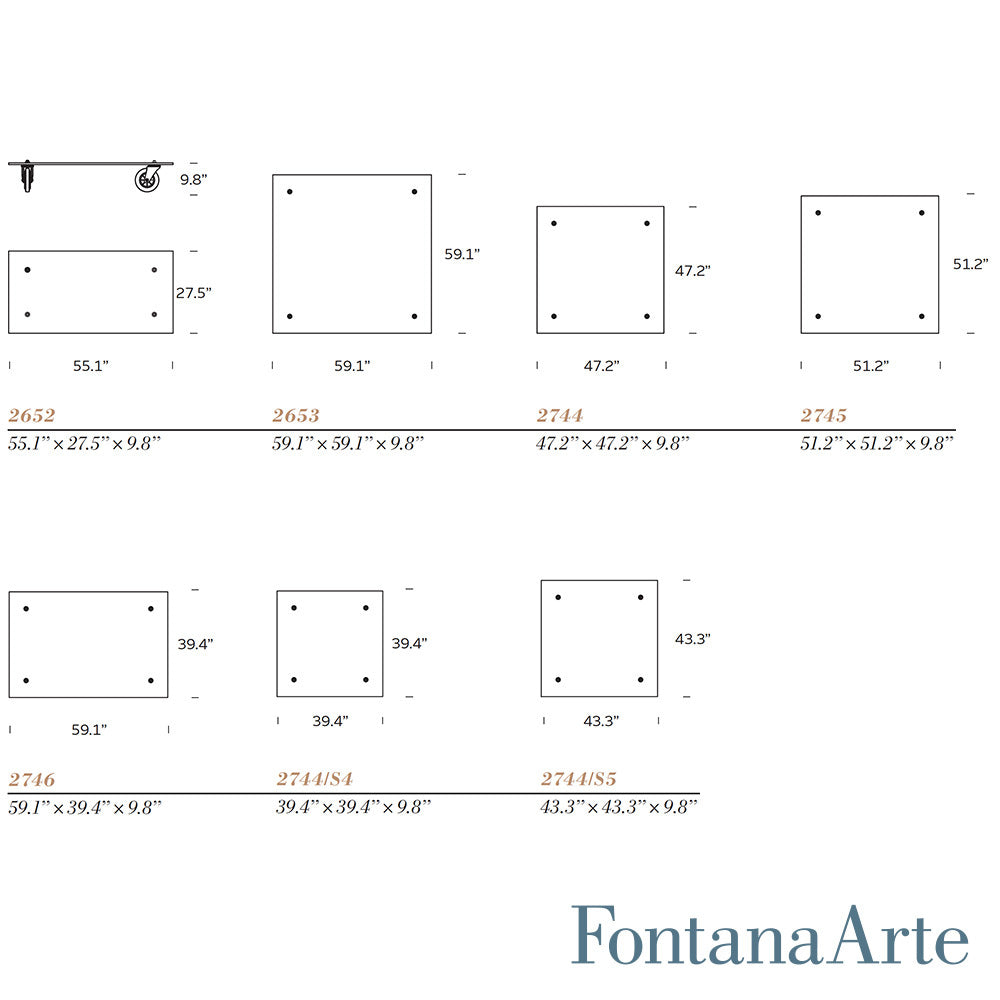 FontanaArte Tavolo con Ruote Square Small