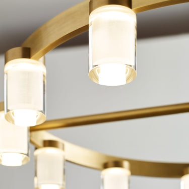 Large modern LED ring chandelier with 18 lights for commercial spaces.
