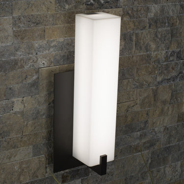 Modern 12 inch glass shade LED interior wall light, Cosmo dimmable vanity sconce, 3000K.