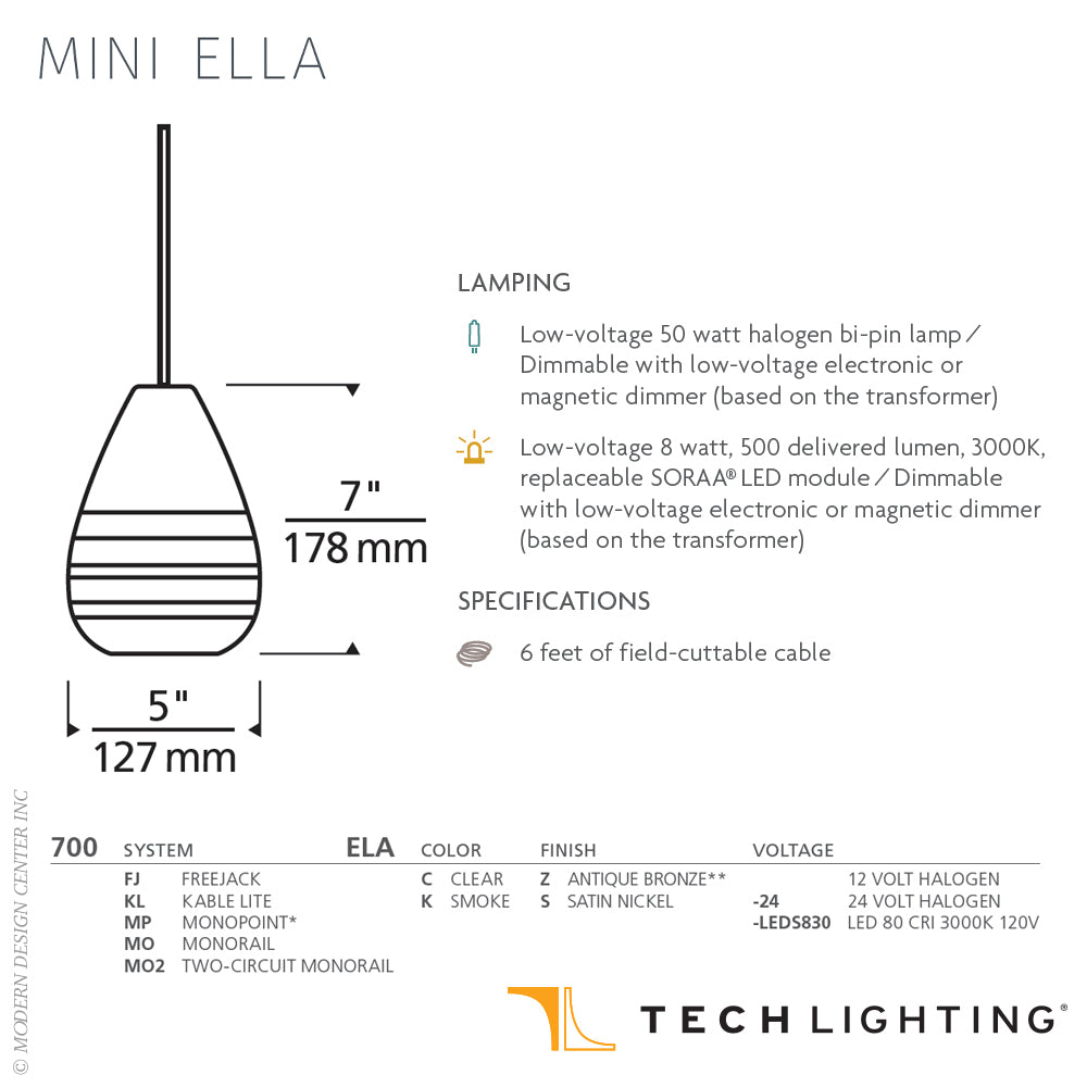 Tech Lighting Mini Ella Pendant