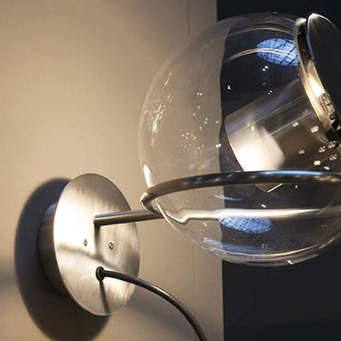Modern wall lighting by Joe Colombo – Globe Wall Lamp with satin nickel finish for home use