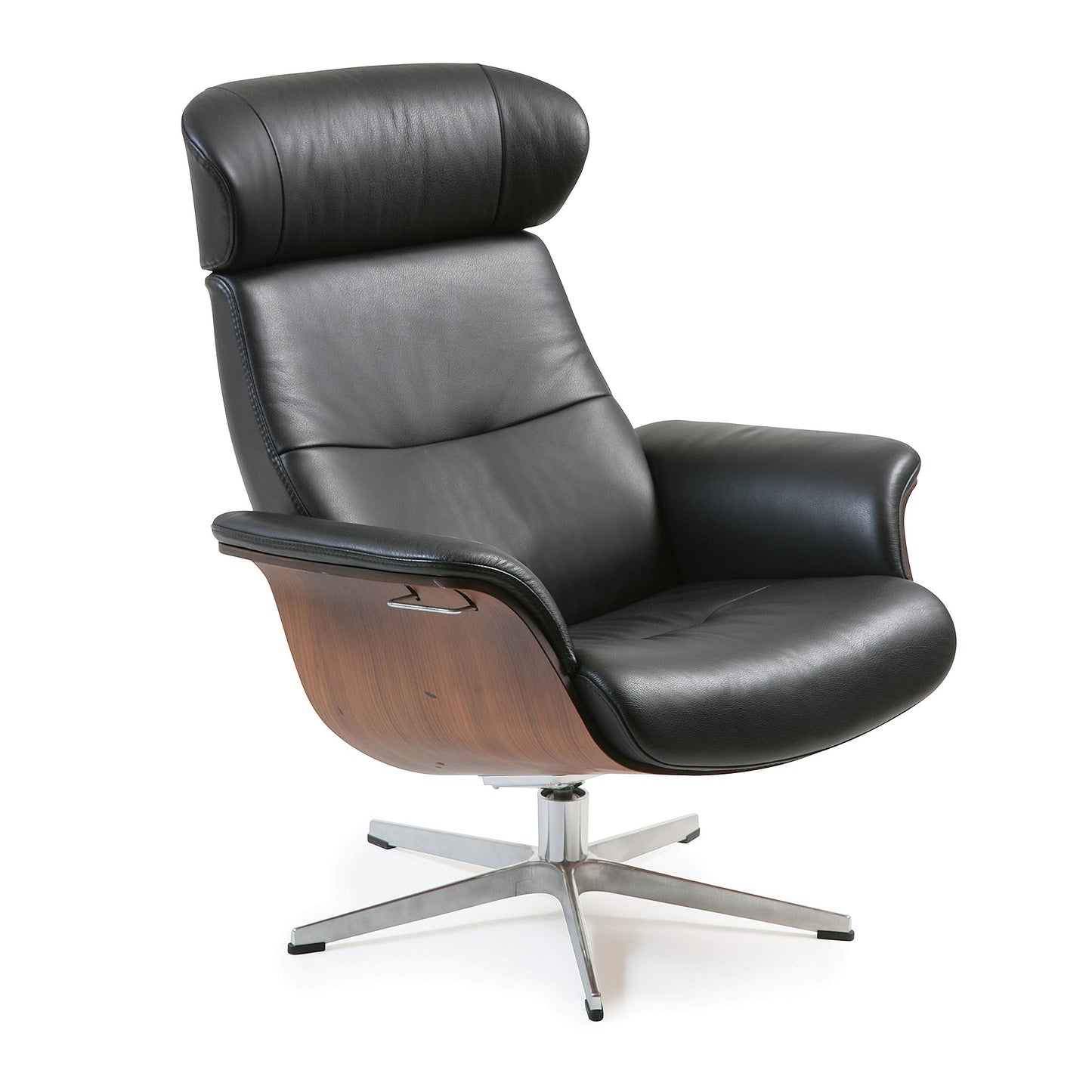 Conform Recliner Timeout in Black Leather with Footstool