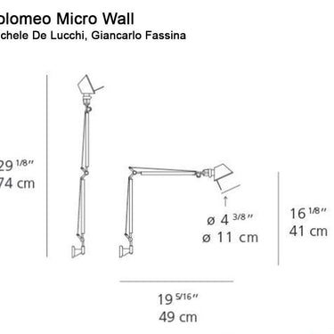 Artemide Tolomeo Micro Space-Saving LED Wall Lamp
