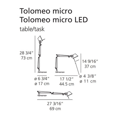 Modern designer LED table lamp for bedroom and office with rotatable diffuser and dimmable control dimensions