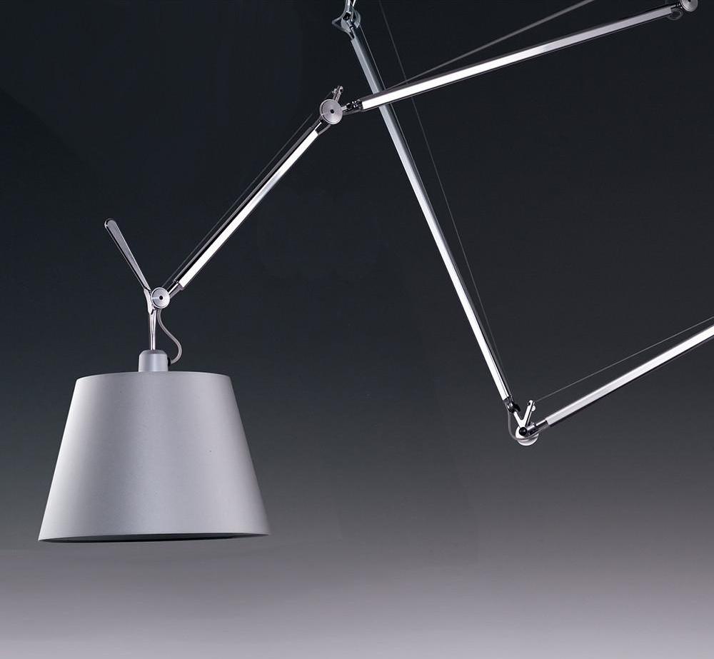 Artemide Tolomeo Off Center Silver Fiber Shade Suspension