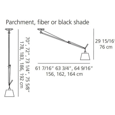 Artemide Tolomeo Off Center Parchment Shade Suspension