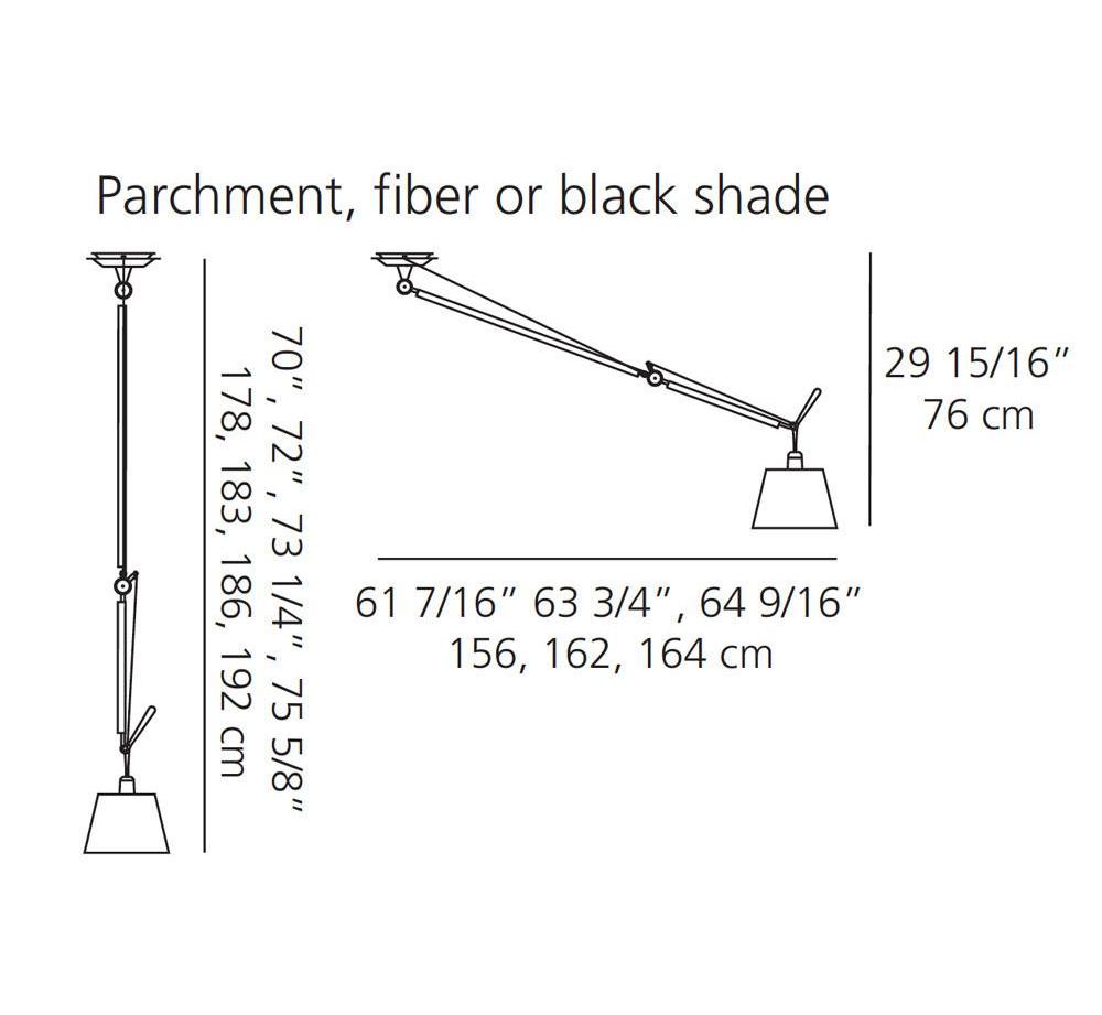Artemide Tolomeo Off Center Parchment Shade Suspension