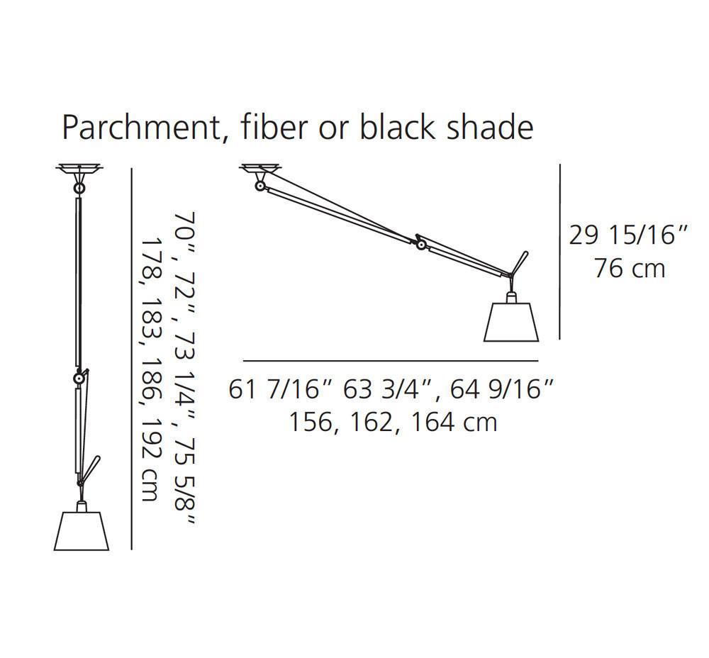 Artemide Tolomeo Off Center Silver Fiber Shade Suspension