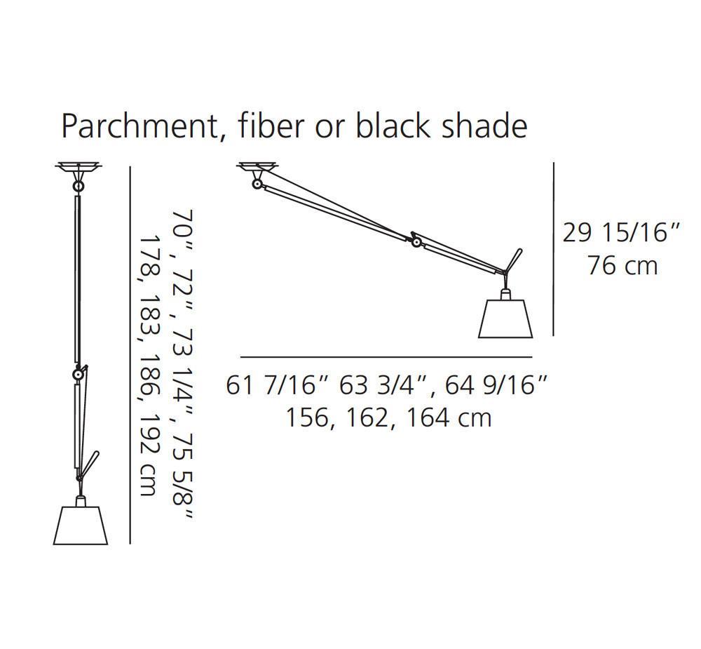 Artemide Tolomeo Off Center Silver Fiber Shade Suspension