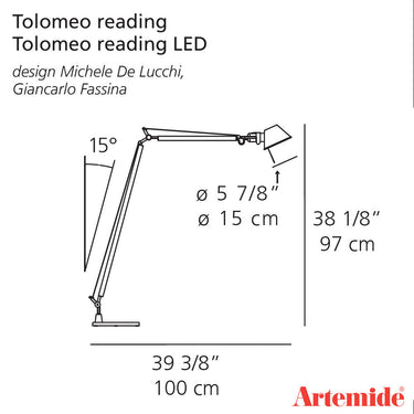 Artemide Tolomeo Dimmable LED Reading Floor Lamp with Adjustable Arms