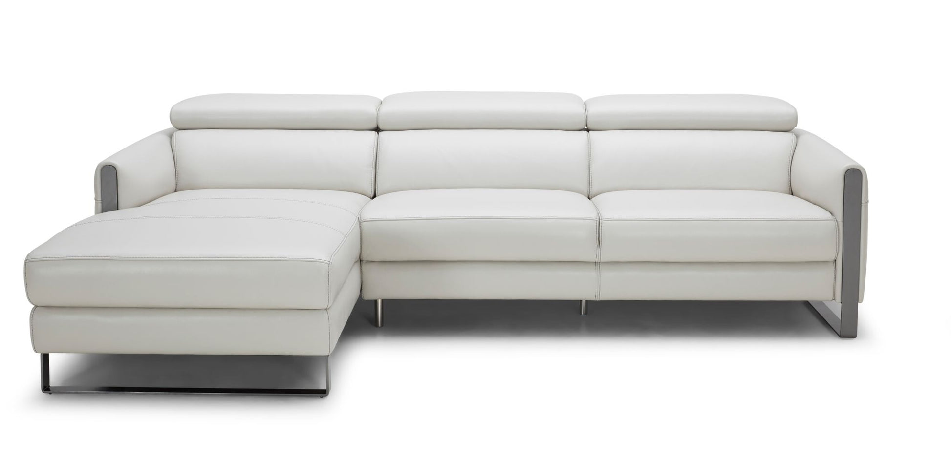Vella Leather Sectional Sofa Light Grey LHF by JM