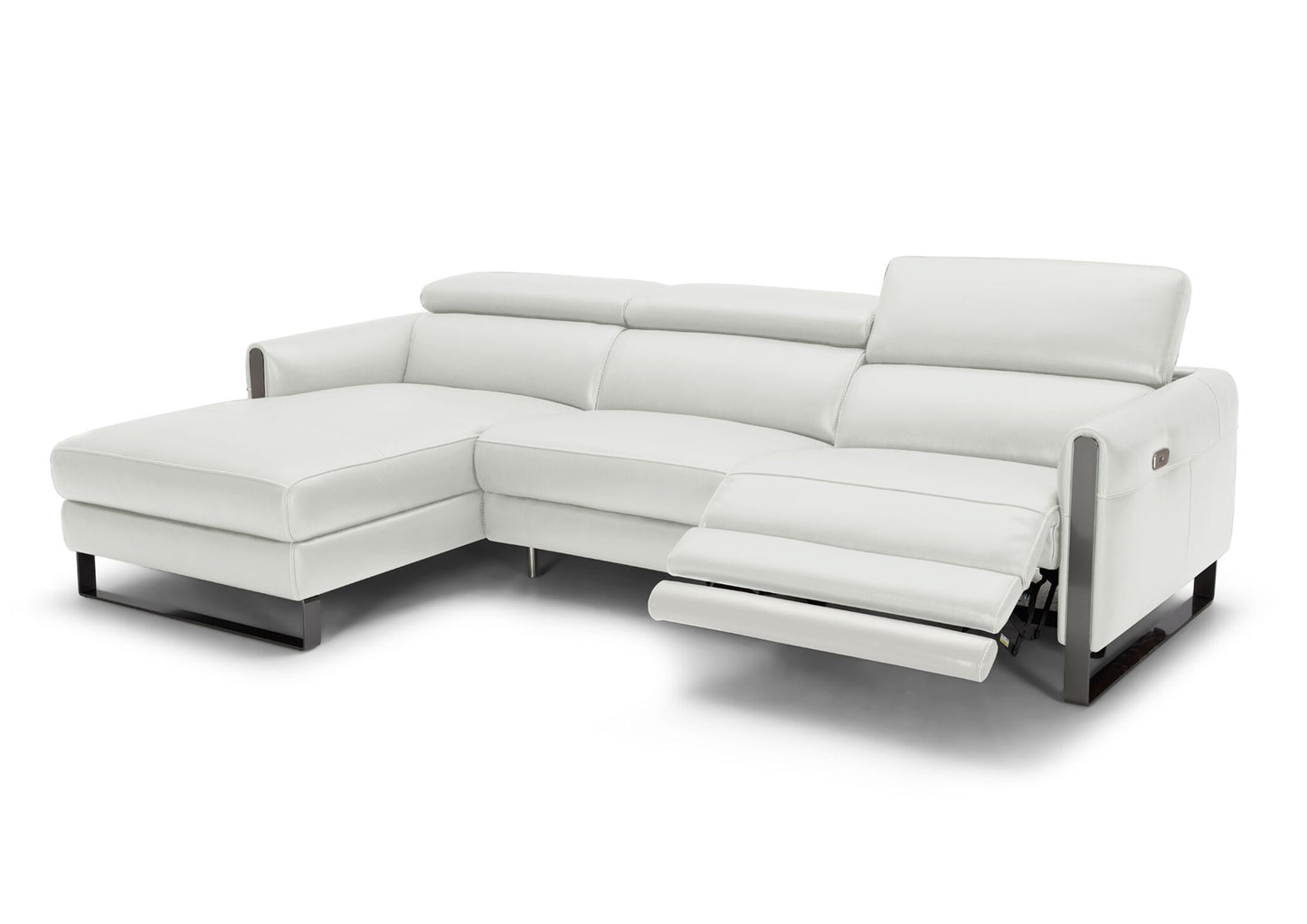 Vella Leather Sectional Sofa Light Grey LHF by JM